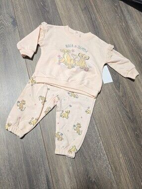 Dinsey NEW Nala Simba Cotton Blend 2pc Light Peach Comfy Set Size 3-6months NWT